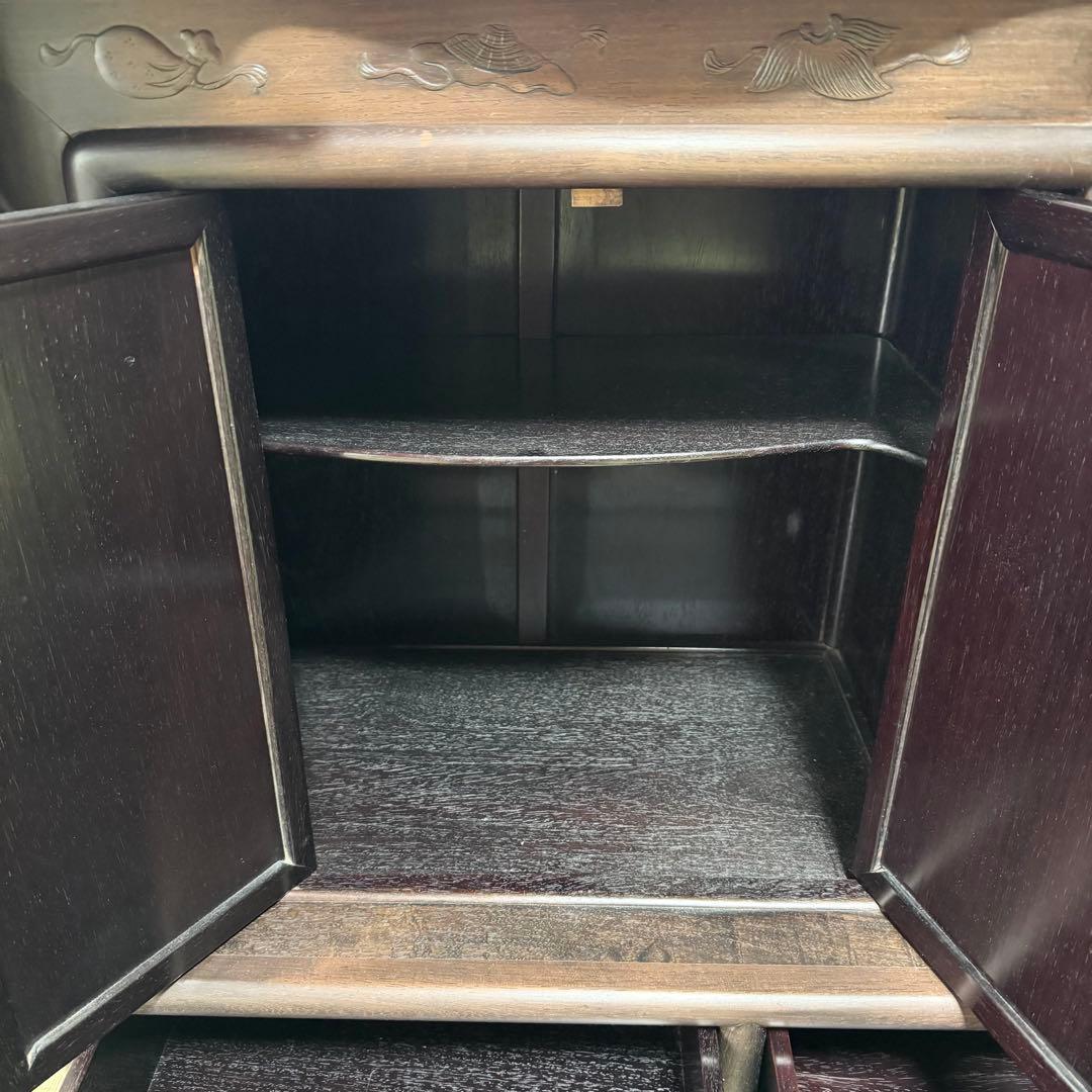 【美品】唐木 棚　無垢 茶棚 高さ違い棚 茶箪笥 レトロ　送料込