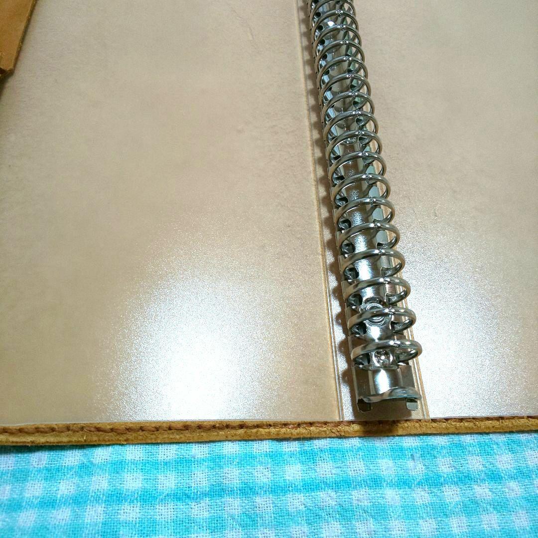 オイルワックスヌメ革ナチュラルレザーカバー、B5 26穴バインダー付