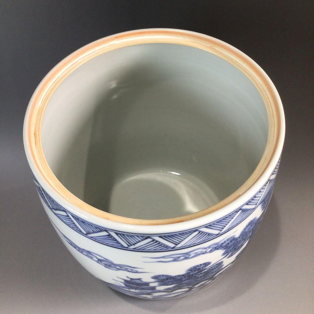 P625 水指 『膳所焼』『淡海ぜぜ 陽炎園造』『染付雲堂文』 共箱