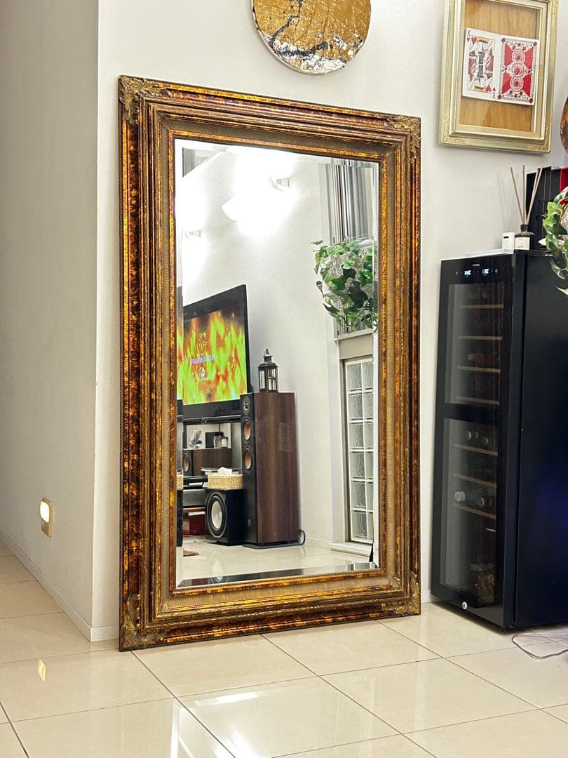 ミラー鏡・大型ゴールドフレーム(アンティーク)
