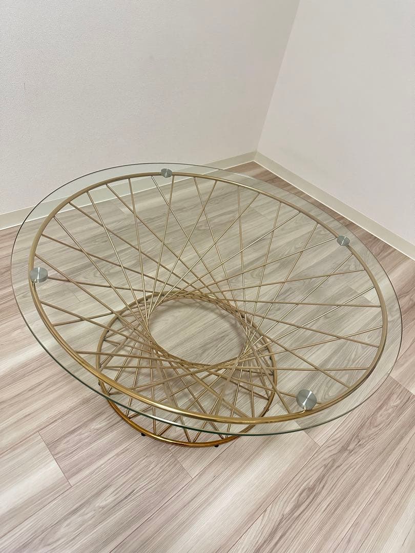 フランフラン ガラステーブル コーヒーテーブル クリア×ゴールド