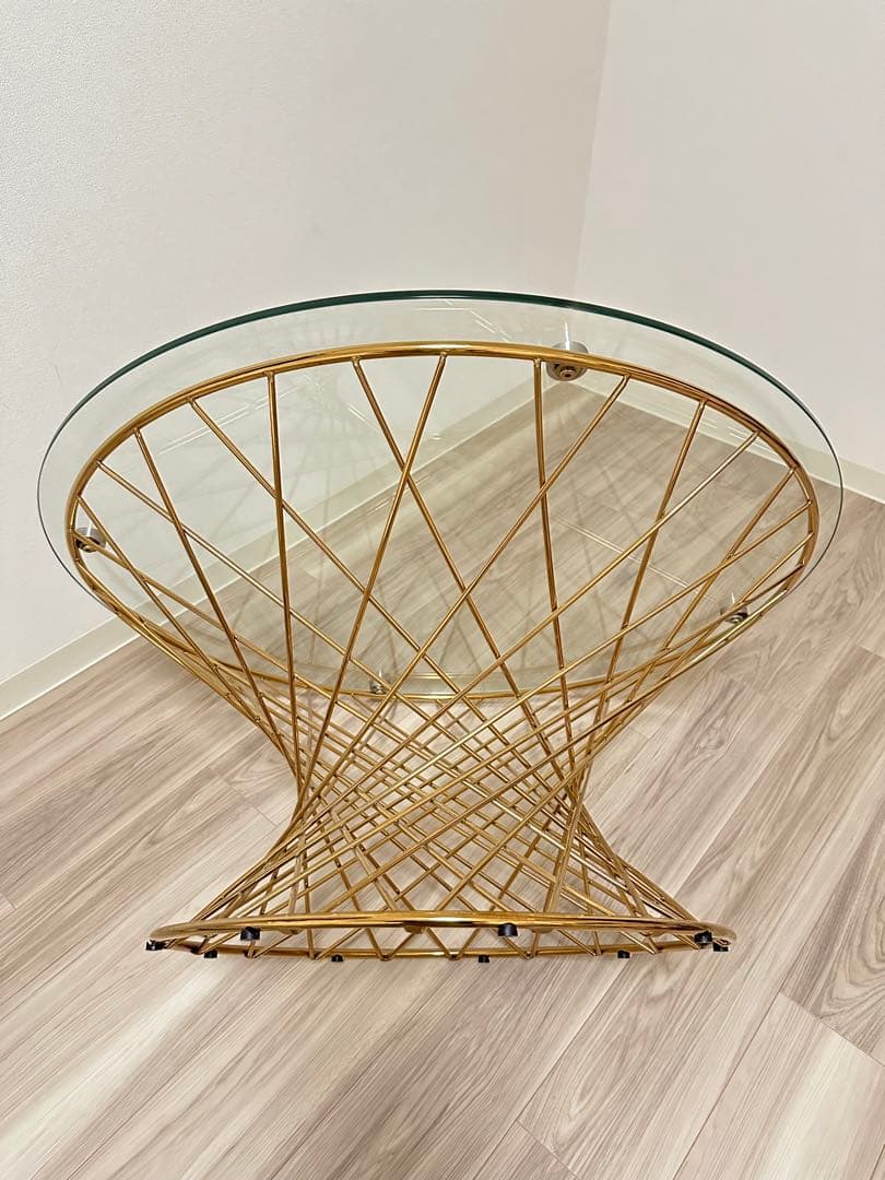 フランフラン ガラステーブル コーヒーテーブル クリア×ゴールド