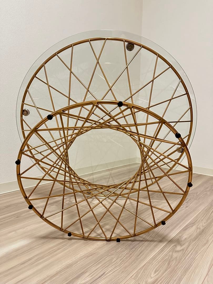 フランフラン ガラステーブル コーヒーテーブル クリア×ゴールド