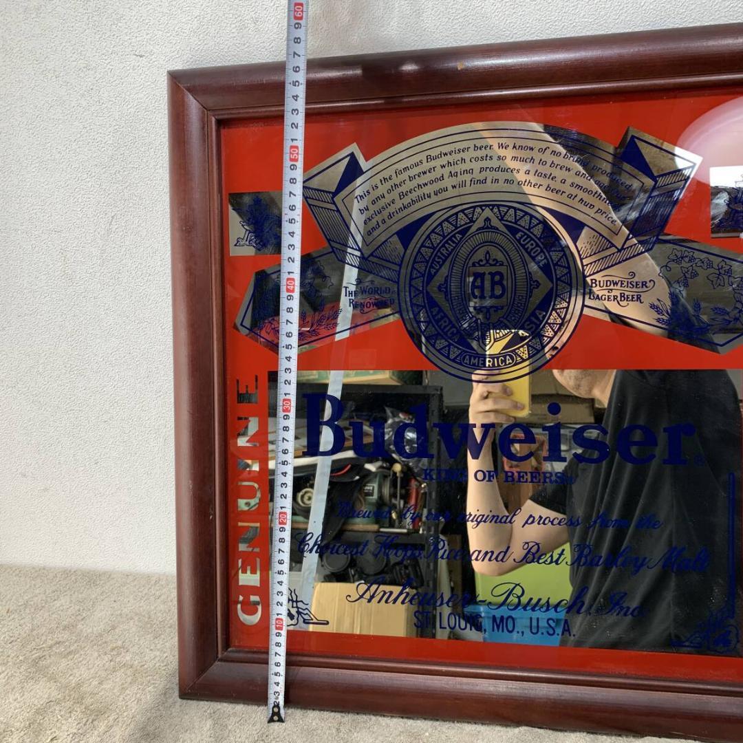 Budweiser　バドワイザー　大型　パブミラー　壁掛け　鏡　木枠XZ3921