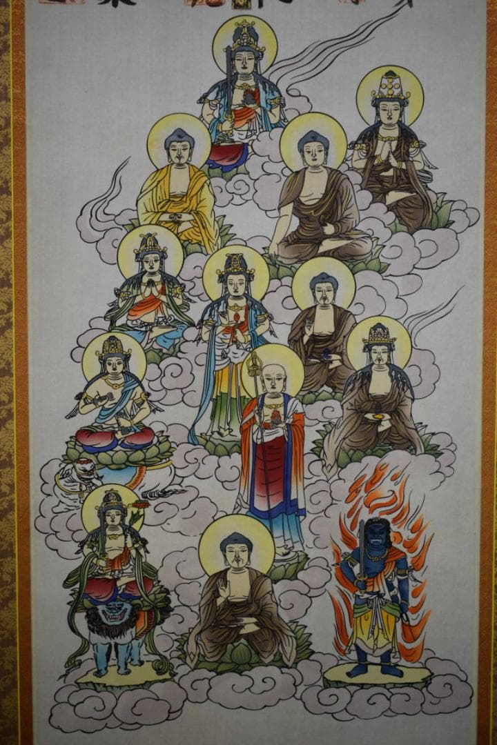 真作/大阪十三仏霊場図/桐共箱付/布袋屋掛軸HG-707 - メルカリ