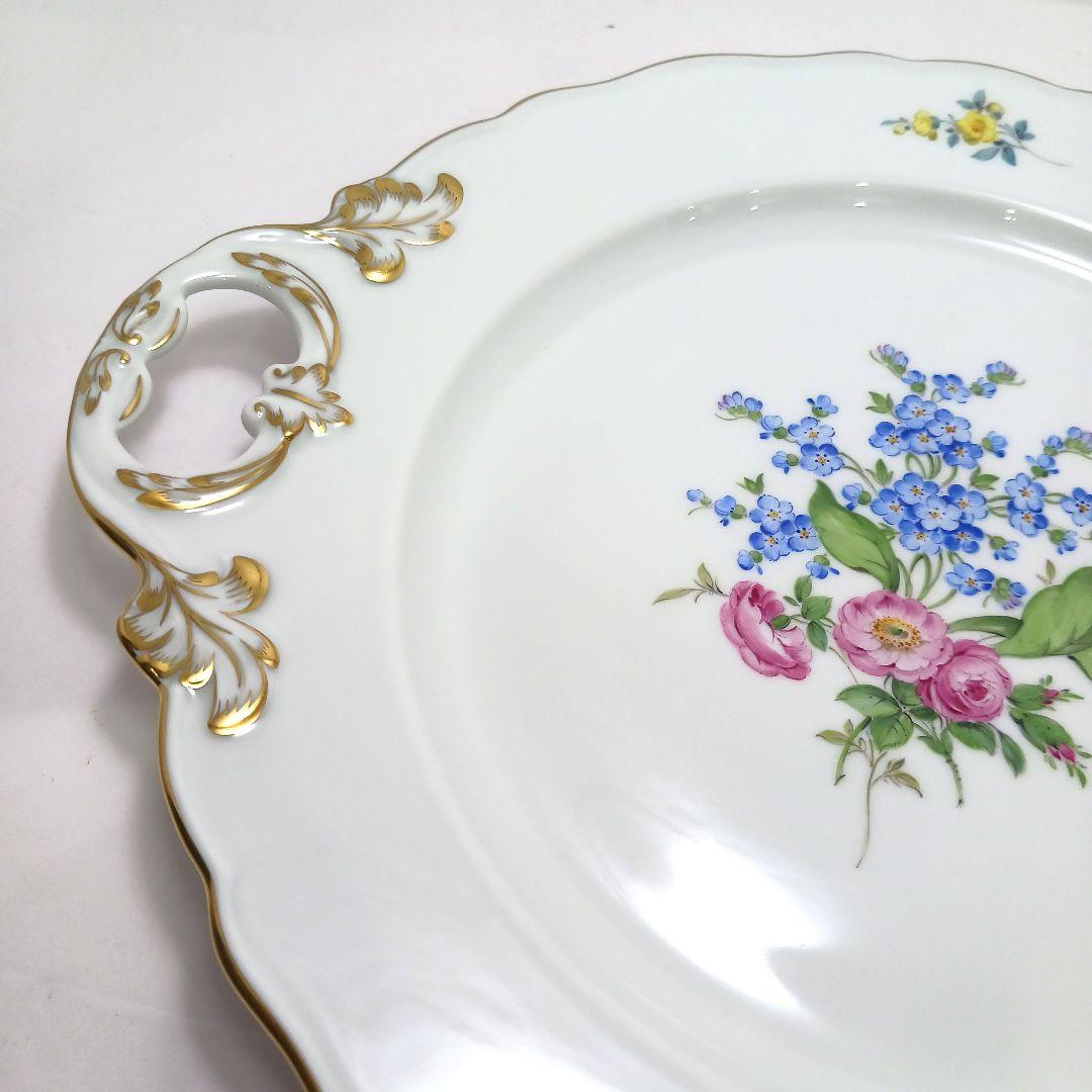 Y3158-6 マイセン フラワー 手付プレート 皿 直径26.5㎝