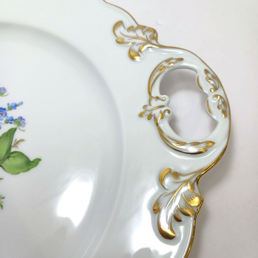 Y3158-6 マイセン フラワー 手付プレート 皿 直径26.5㎝