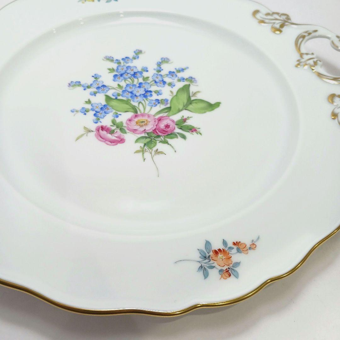 Y3158-6 マイセン フラワー 手付プレート 皿 直径26.5㎝