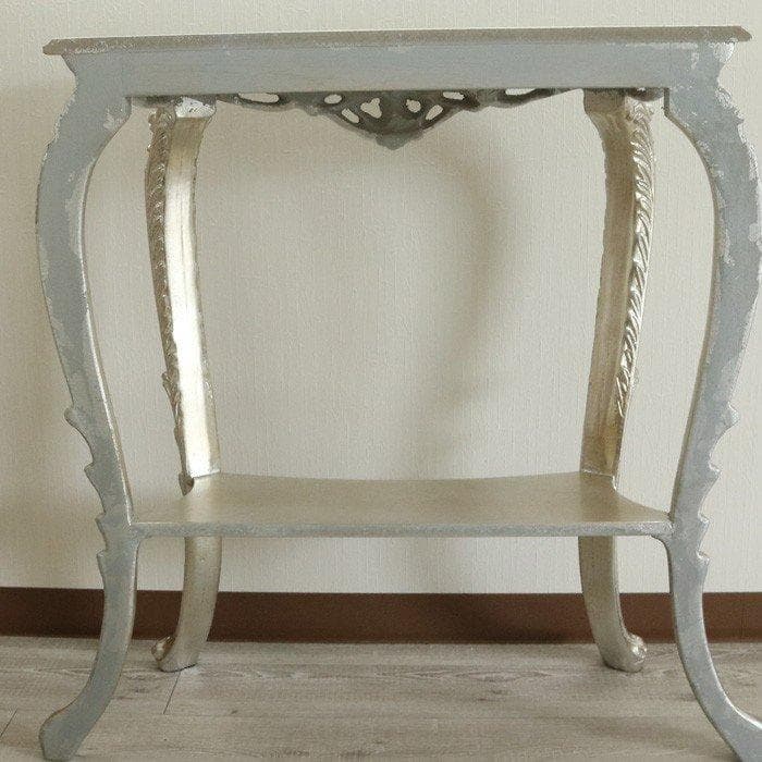 イタリア コンソールテーブル シルバー 85.5cm幅 完成品 猫脚