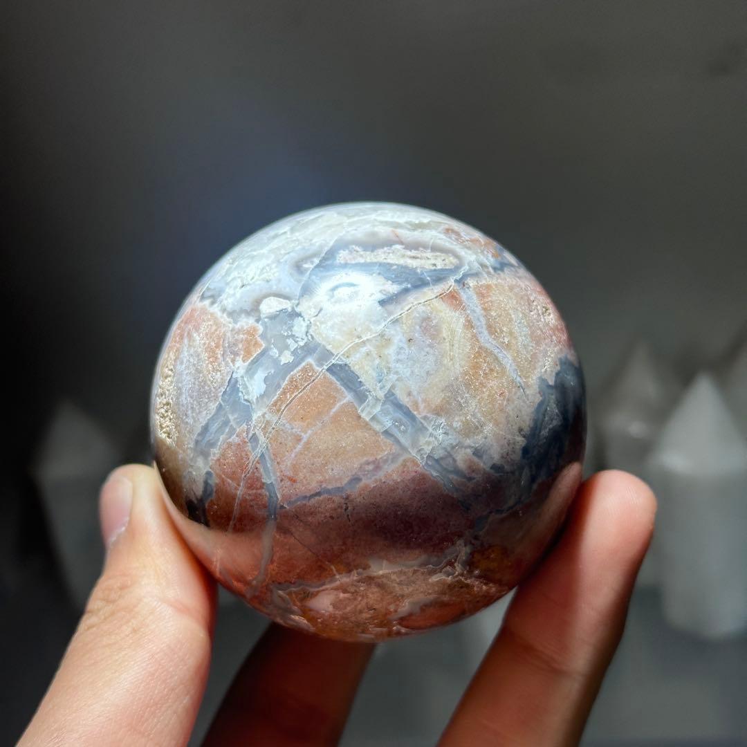 天然石桜瑪瑙のスフィア　丸玉　ご購入前に在庫確認必要G.162