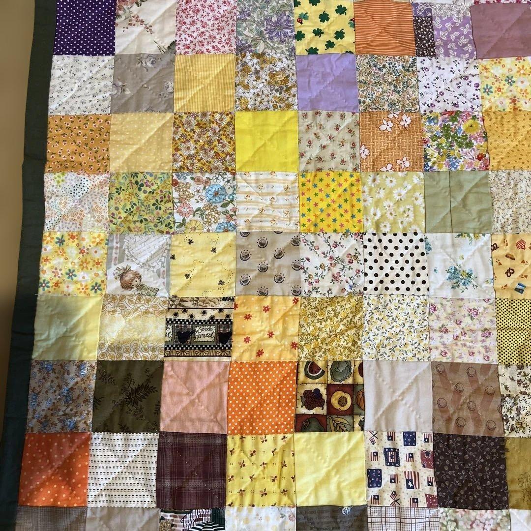 値下げ！手縫いパッチワーク　ベッドカバー(特大)　230×130㎝ おまけ付き