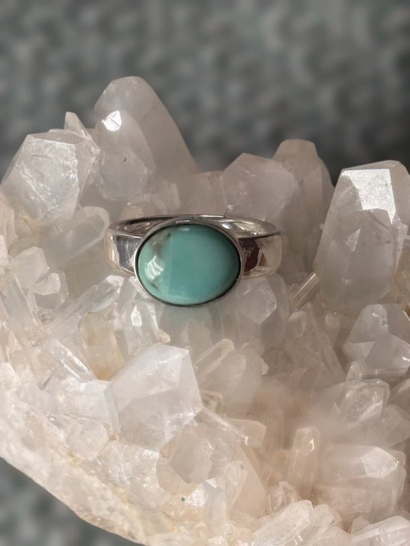 キングマンターコイズ silver925リング☆オーバルカット◯一点もの