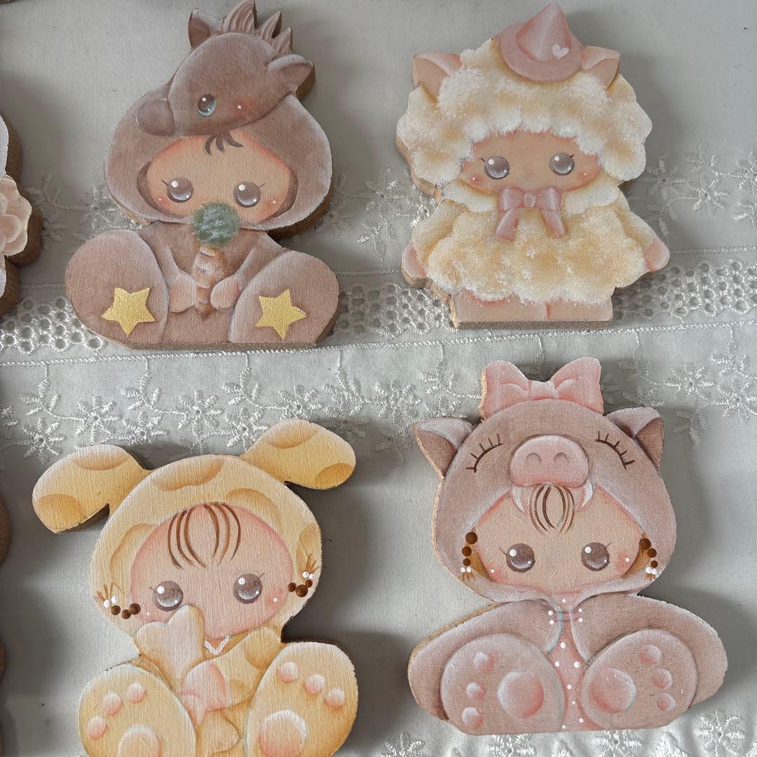 ♡トールペイント♡カントリードールと動物の干支♡12セット♡