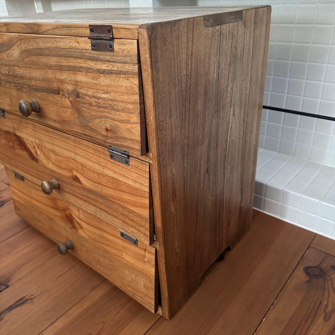 【最終】パタパタ棚　木製収納家具　三段収納棚　古道具　下駄箱　ヴィンテージ