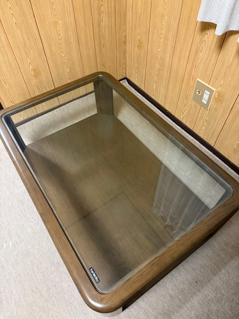 karimoku センターテーブル ガラス天板　キャスター付き