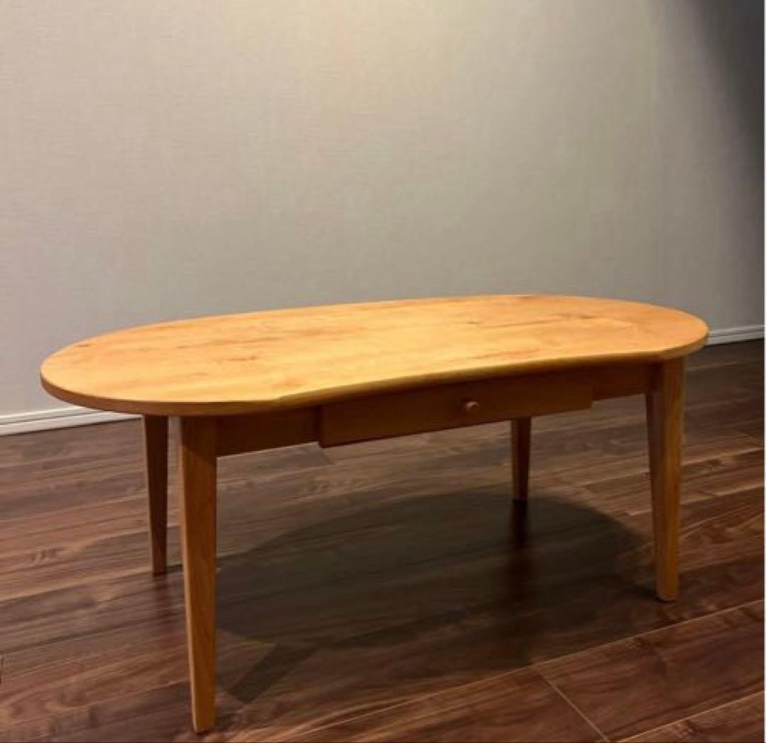 天然木アルダー材をつかった引出し付きコンパクトリビングローテーブル