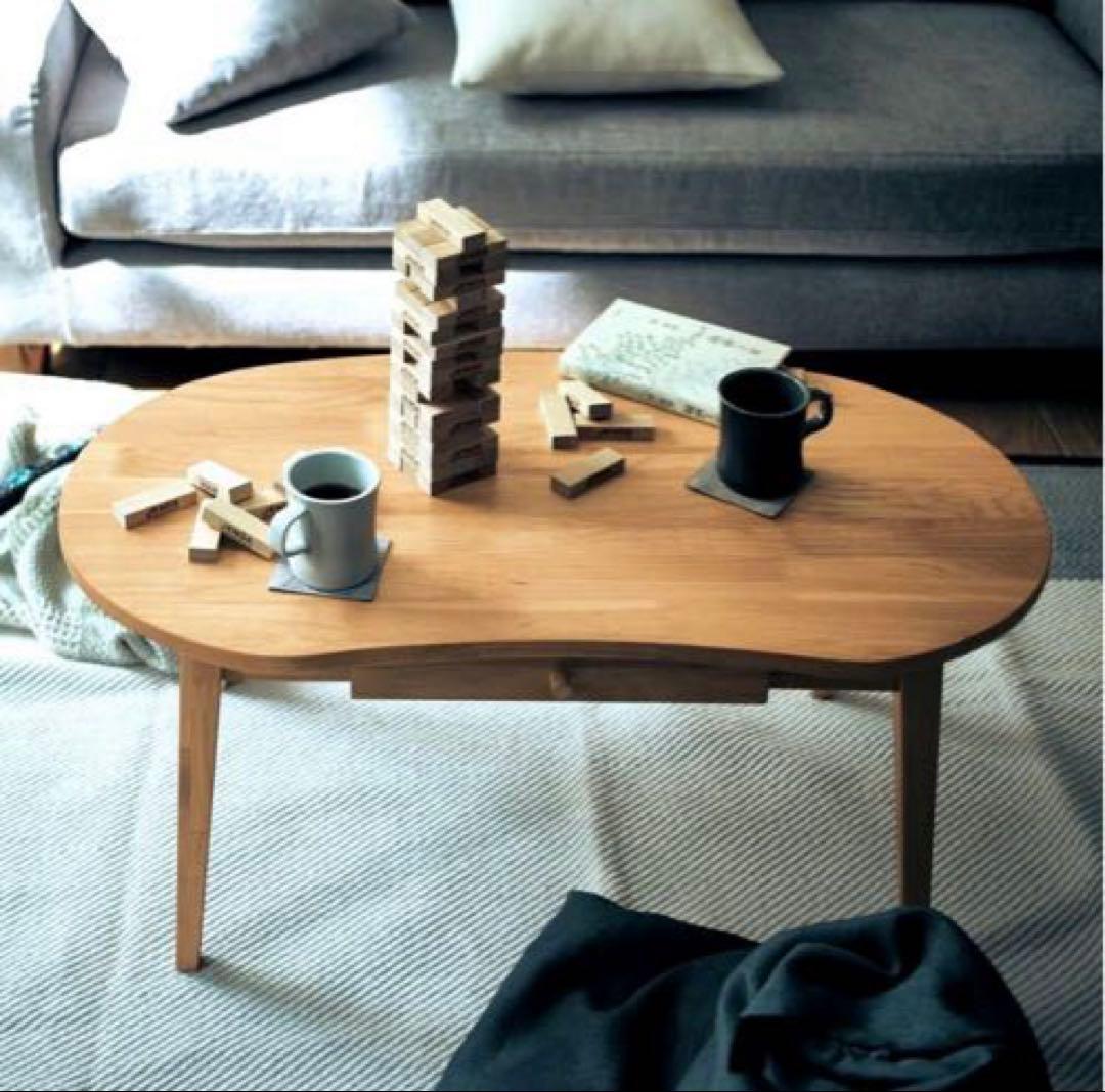 天然木アルダー材をつかった引出し付きコンパクトリビングローテーブル