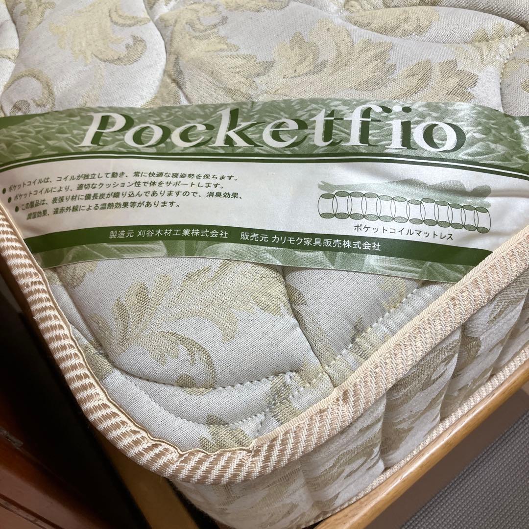 カリモク　シングルベッド　フレーム　マットレス付き