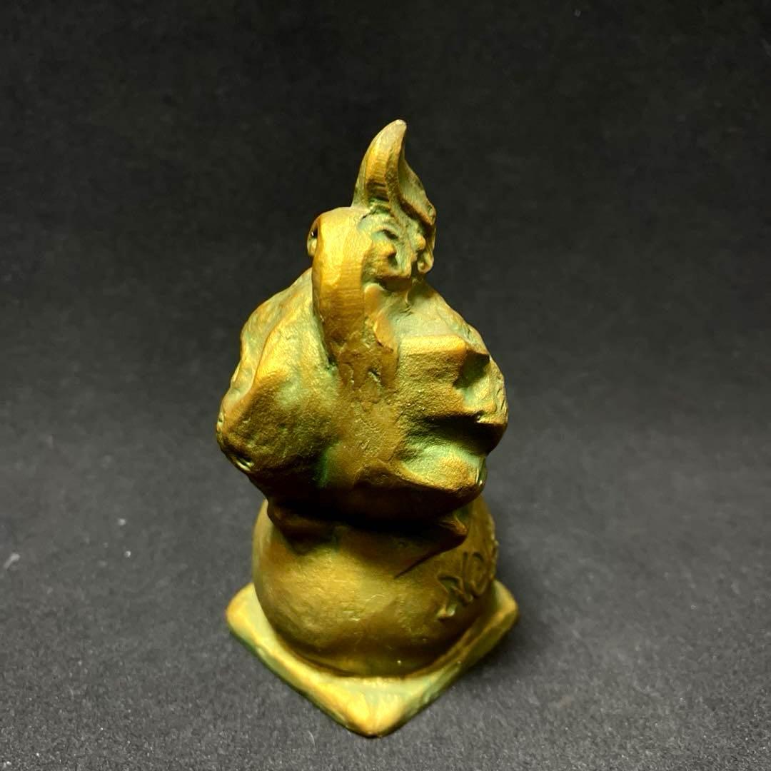 【貴重作品】　月形那比古　金彩玉乗獅子　置物　ブロンズ製