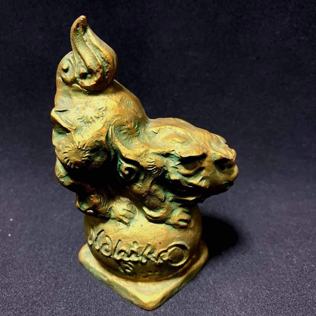 【貴重作品】　月形那比古　金彩玉乗獅子　置物　ブロンズ製