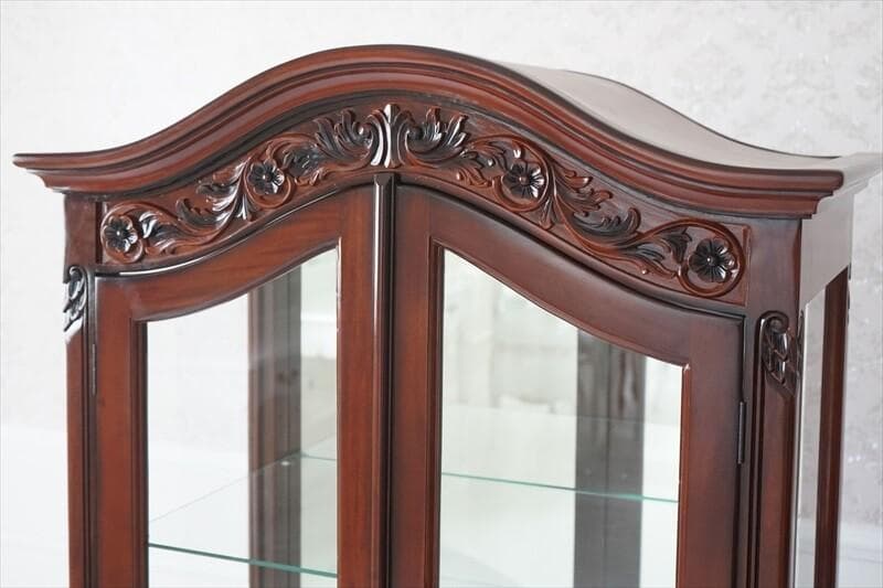 マホガニーの温もり｜ガラス キャビネット ＢＲ　ブラウン幅79ｃｍ高さ154ｃｍ