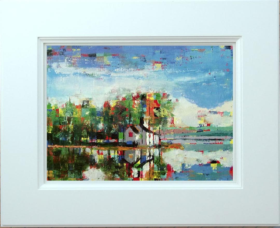 油絵 菅家令子 絵 絵画 インテリア 額付(黒) uF6-062403 風景