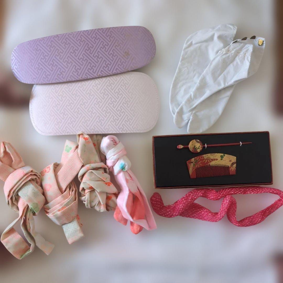 着物 長襦袢 七五三 足袋 髪飾り 後板 前板 紐 セット