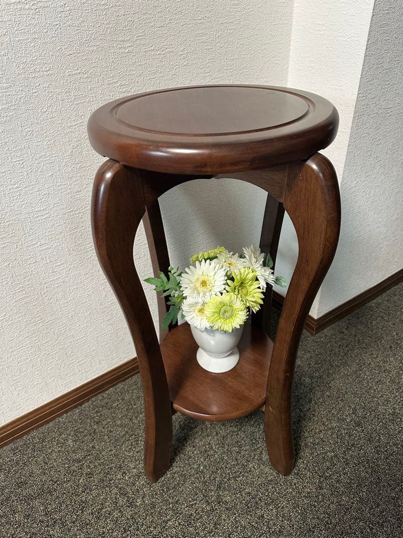フラワースタンド 花台 二段ラック サイドテーブル 木製 飾り台 台 天然木
