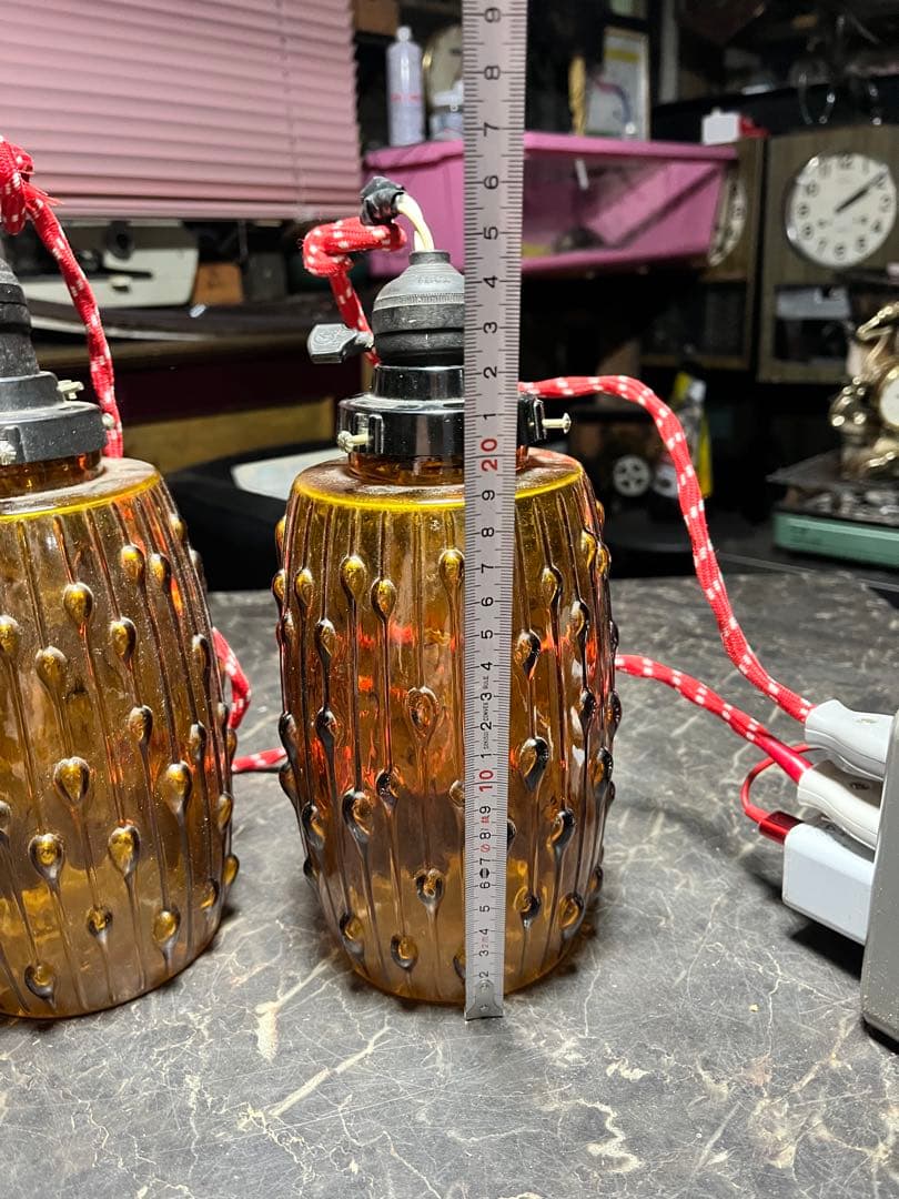 アメリカンヴィンテージライト アンバーガラス製ペンダントランプ レトロペンダント