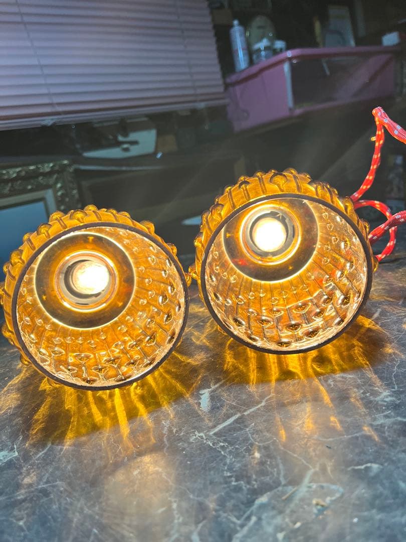 アメリカンヴィンテージライト アンバーガラス製ペンダントランプ レトロペンダント