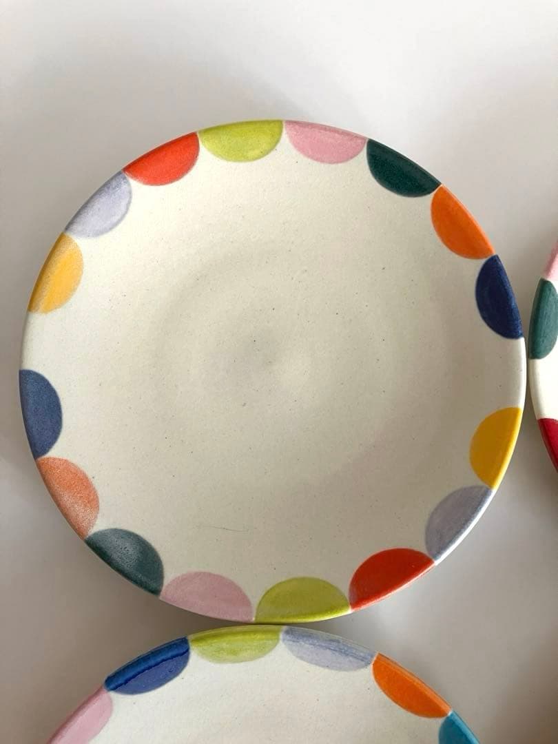 【未使用品】陶芸作家さんのカラフルプレート4枚セット