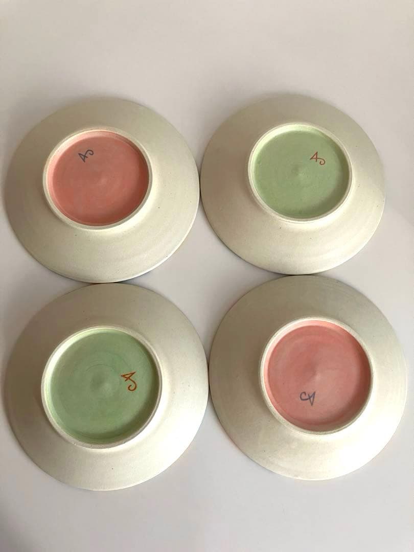 【未使用品】陶芸作家さんのカラフルプレート4枚セット