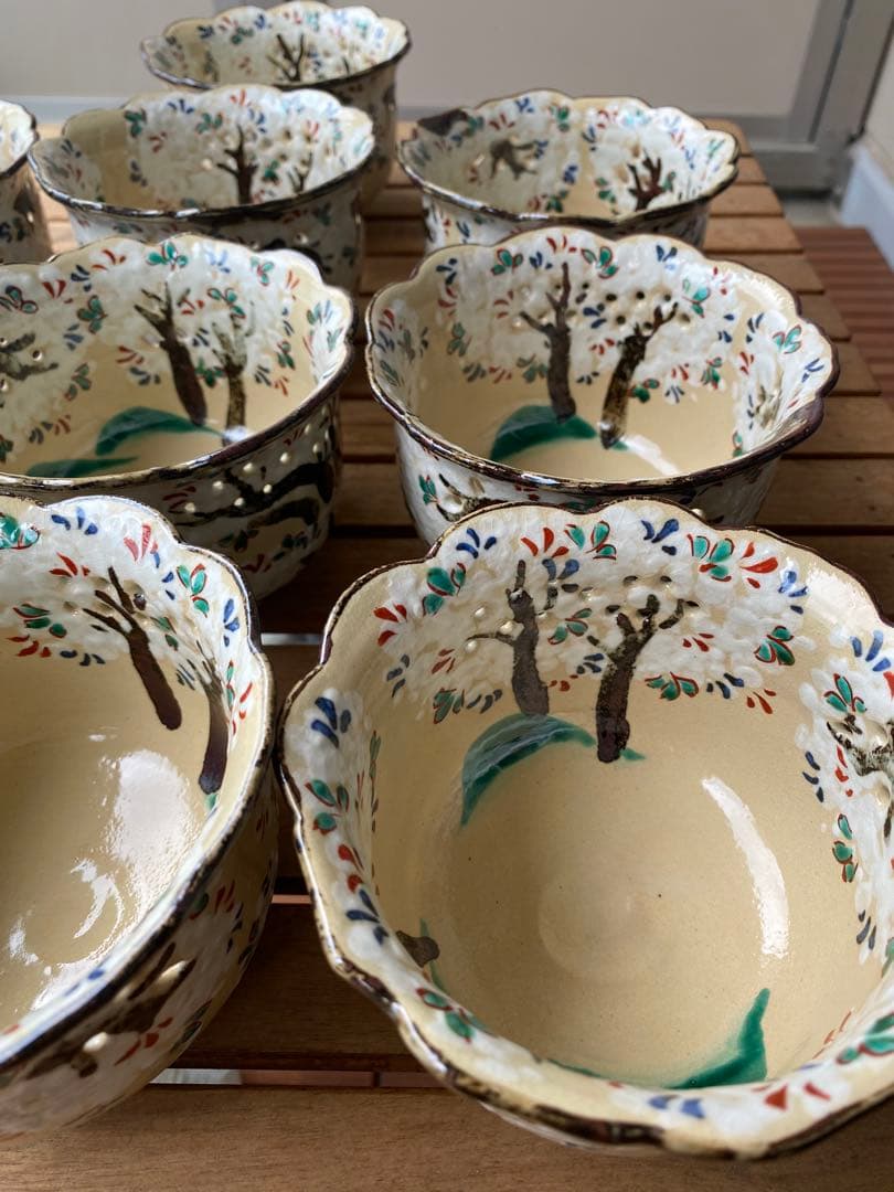 京焼　乾山写吉野桜向付9客 (お造り・先付け)の器