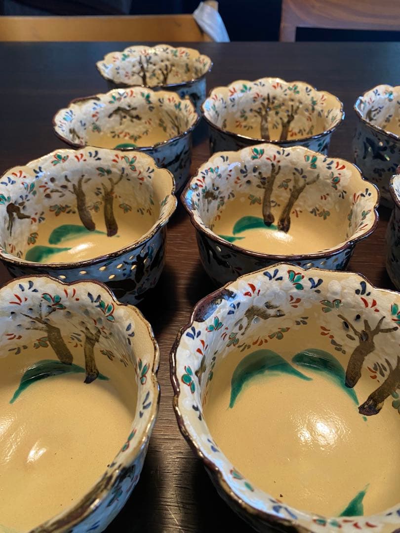 京焼　乾山写吉野桜向付9客 (お造り・先付け)の器