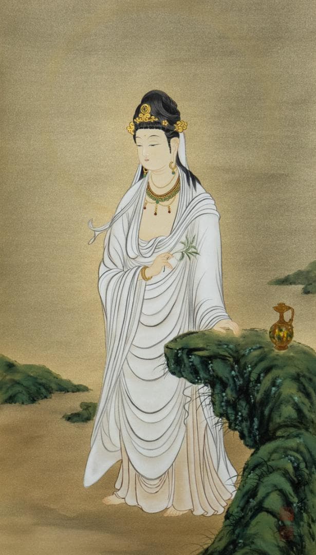 掛軸-1462　国井幸雪　白衣観音　共箱　二重箱