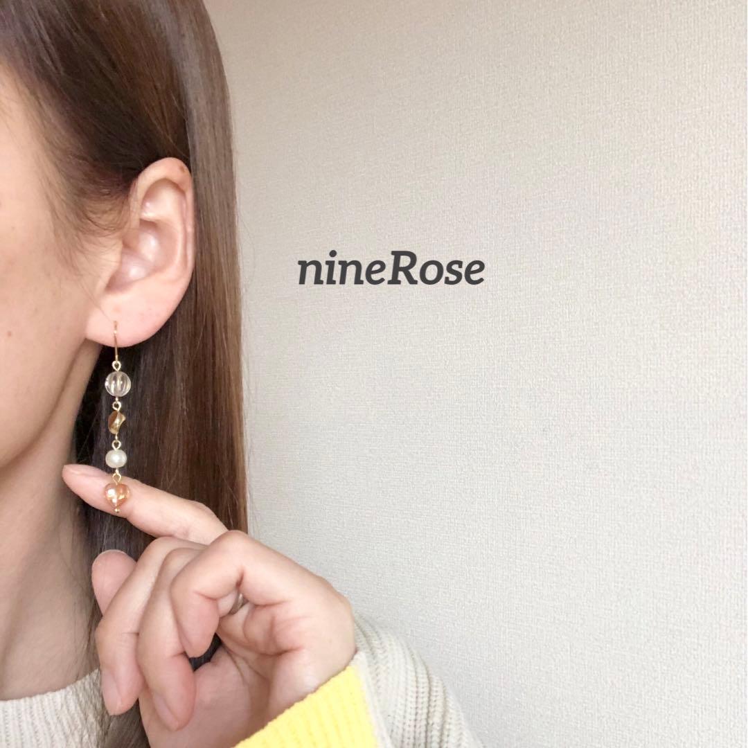 【678】再販 ハート ガラスビーズ ピアス パール イヤリング ハンドメイド