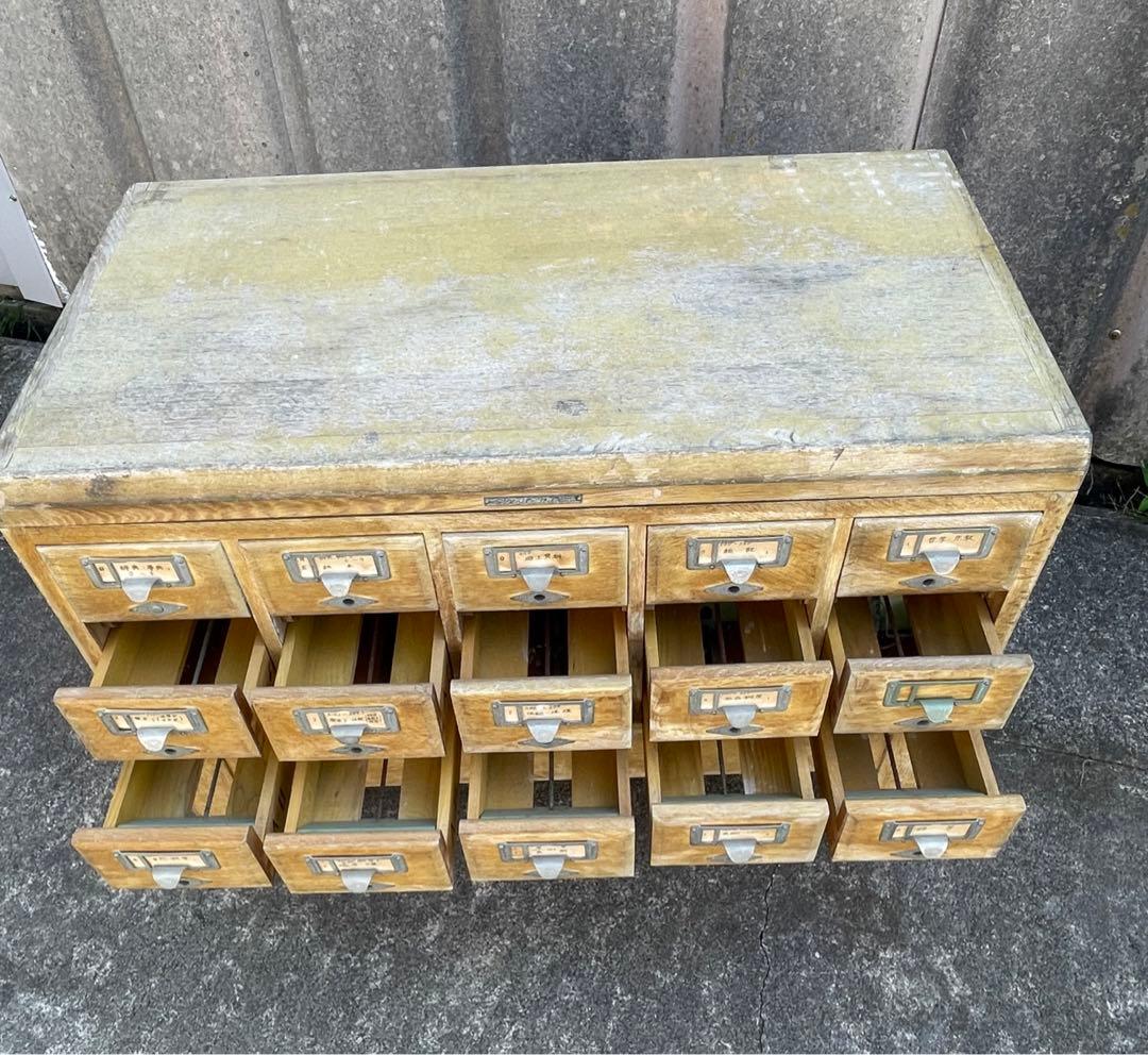 ビンテージ/当時物/学校/図書館/収納棚/棚/カードケース/小引き出し/店舗什器