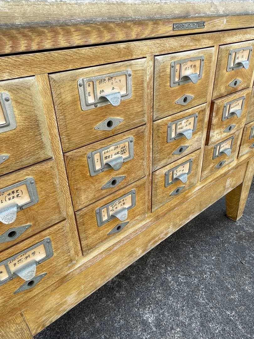 ビンテージ/当時物/学校/図書館/収納棚/棚/カードケース/小引き出し/店舗什器