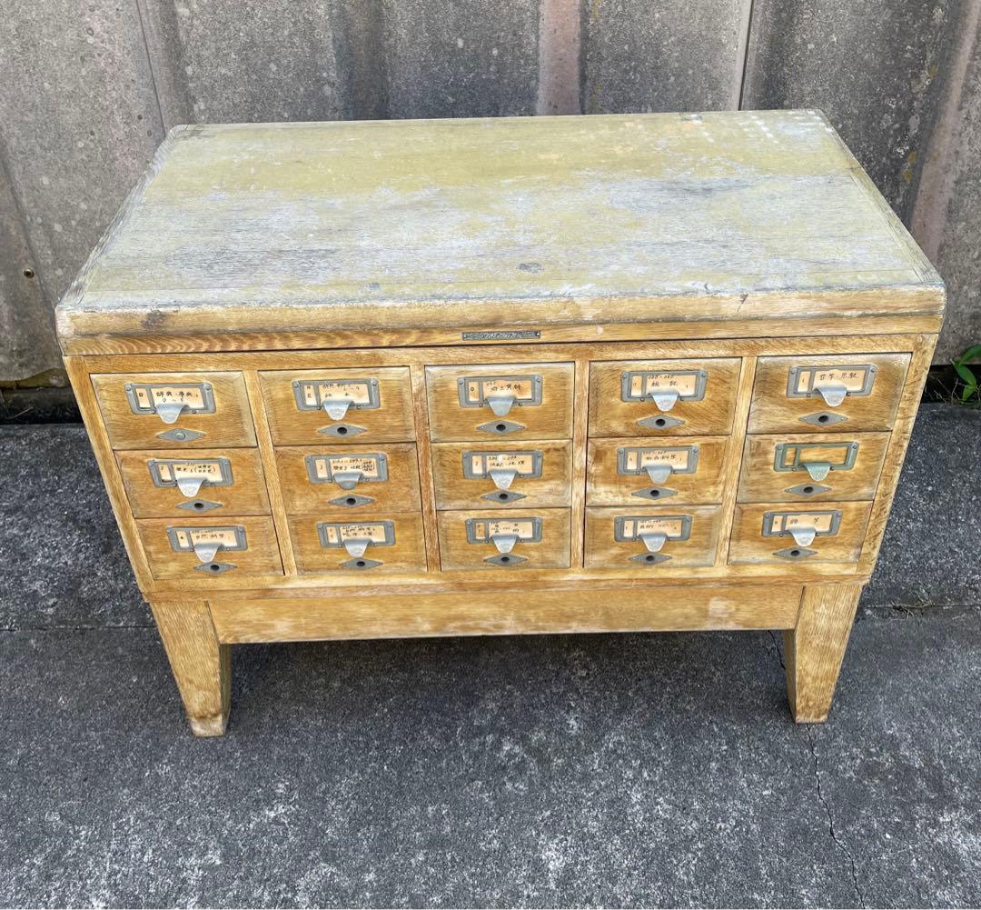 ビンテージ/当時物/学校/図書館/収納棚/棚/カードケース/小引き出し/店舗什器