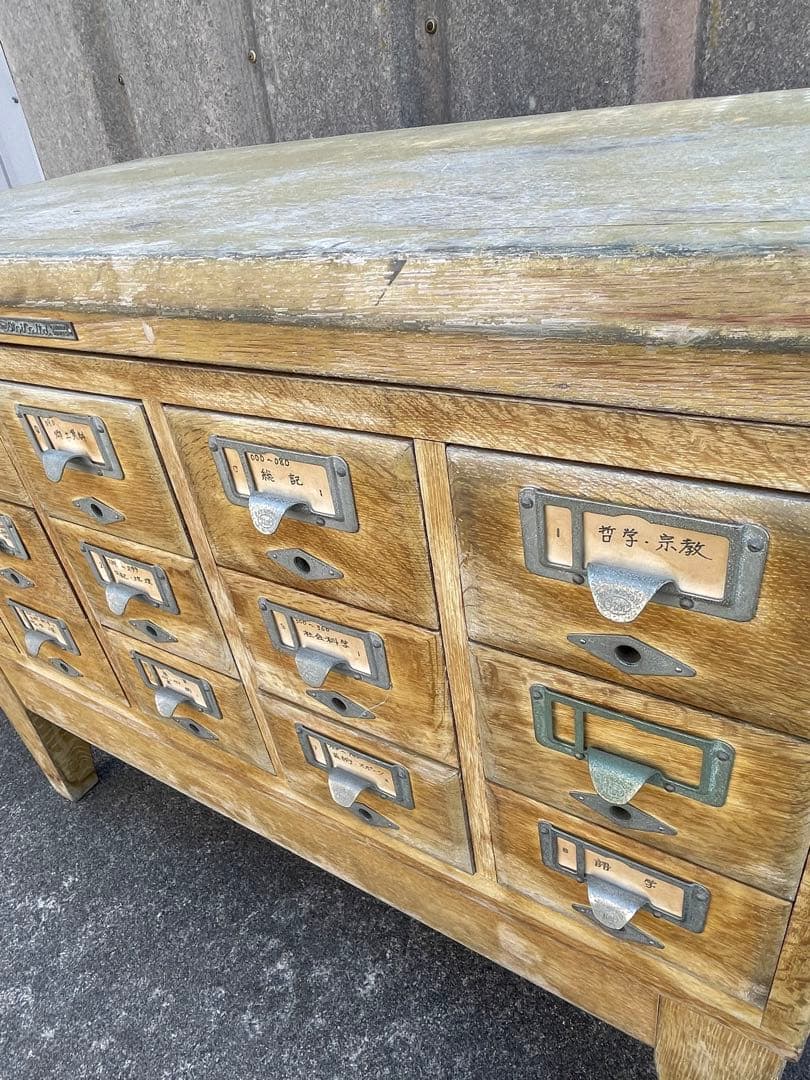 ビンテージ/当時物/学校/図書館/収納棚/棚/カードケース/小引き出し/店舗什器