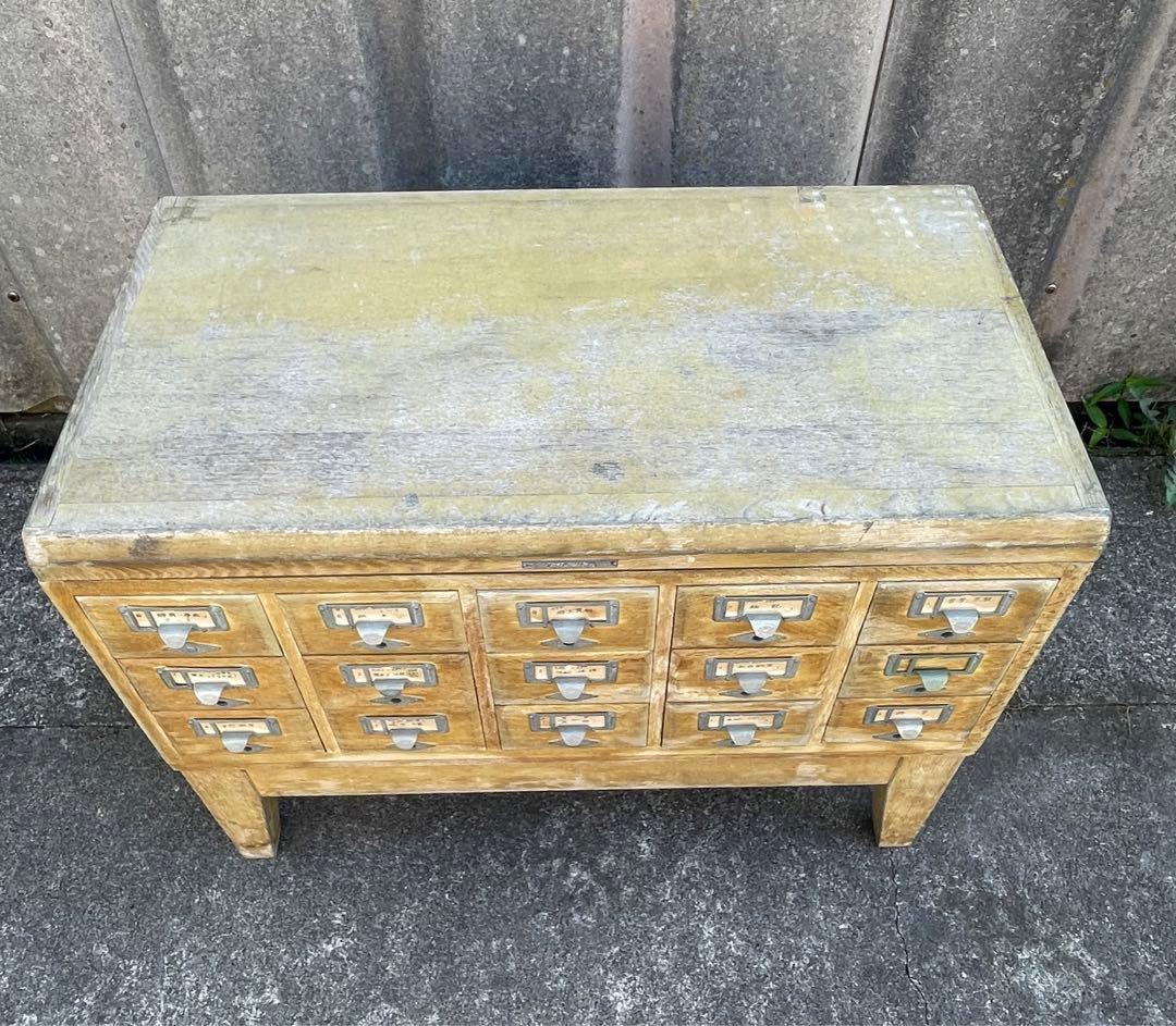 ビンテージ/当時物/学校/図書館/収納棚/棚/カードケース/小引き出し/店舗什器