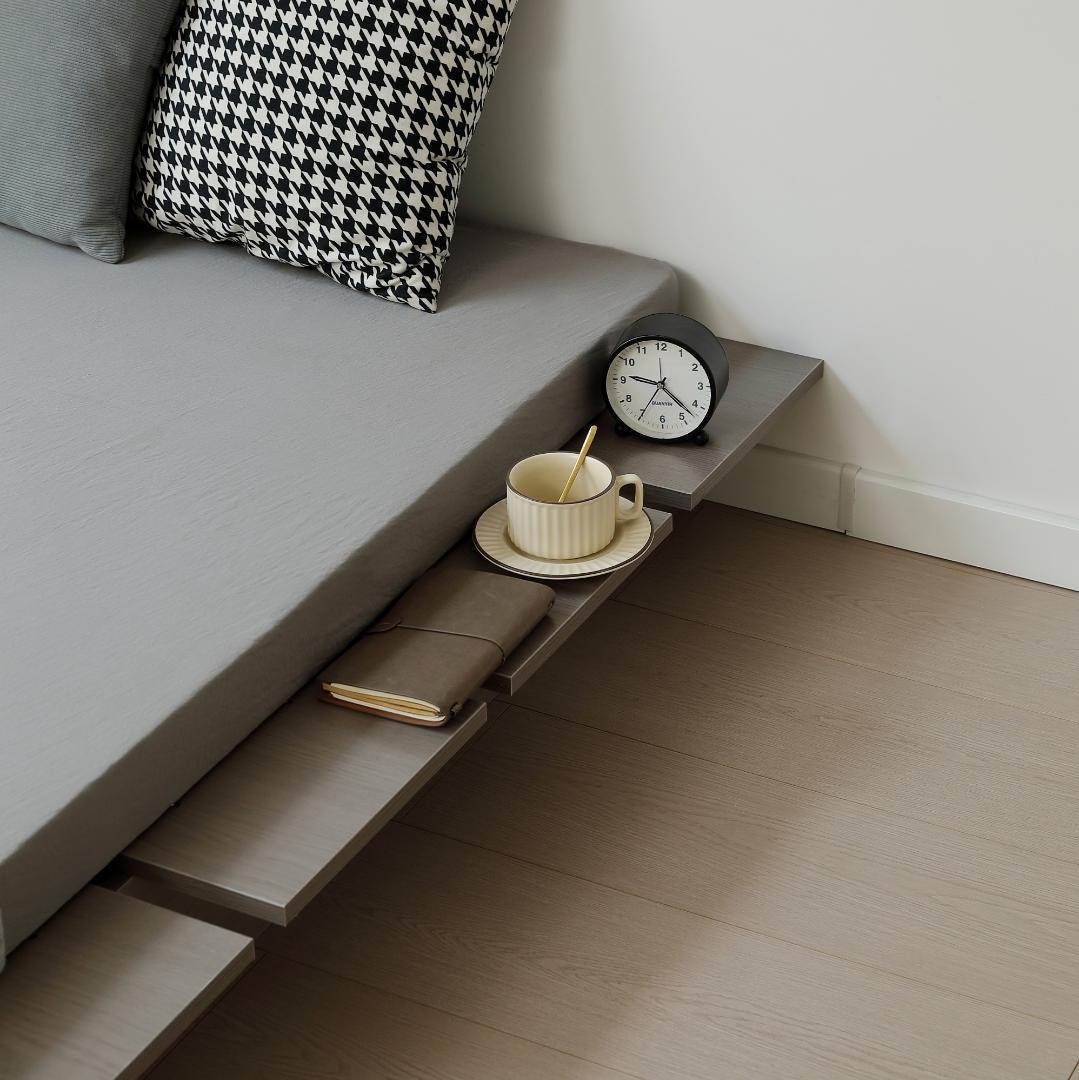 超人気【幅100cm】ベッドフレーム すのこベッド おしゃれ 木目調 GRAY