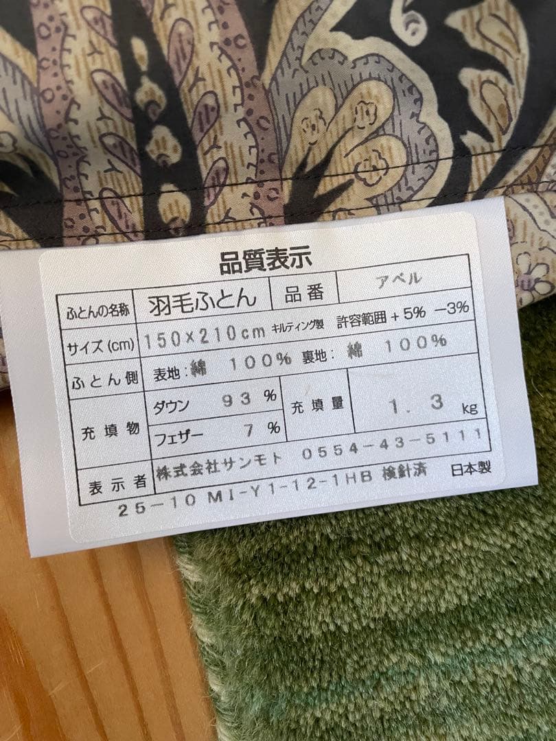 新品【羽毛布団(ポーランド産マザーグース)】 極寒地仕様　1.3kg ブルー