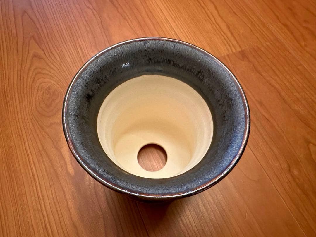 【新品】中川智治 植木鉢 マンガン釉