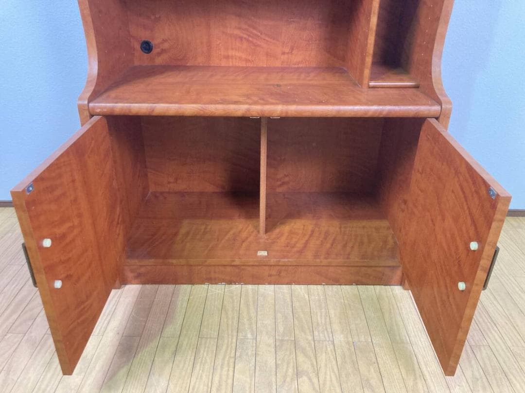 昭和レトロ ヴィンテージ ガラス扉 180 90 大容量 キャビネット 食器棚