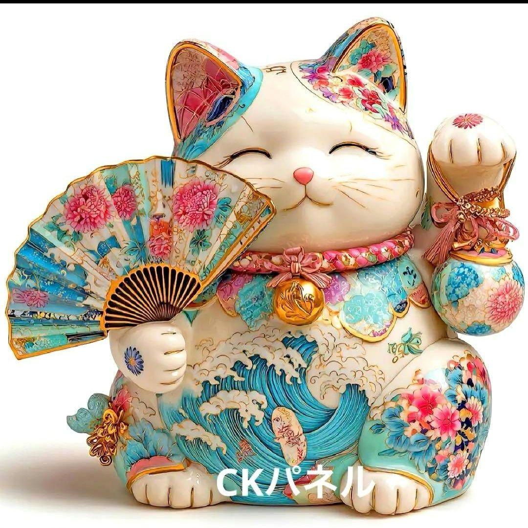 激レア七福にゃんこと招き猫パネル生地　ねこパネル生地　ハンドメイド