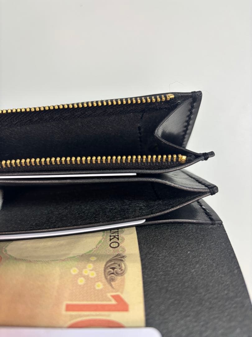 黒 栃木サドルレザー トラッカーウォレット 三層 真鍮 クロスボール