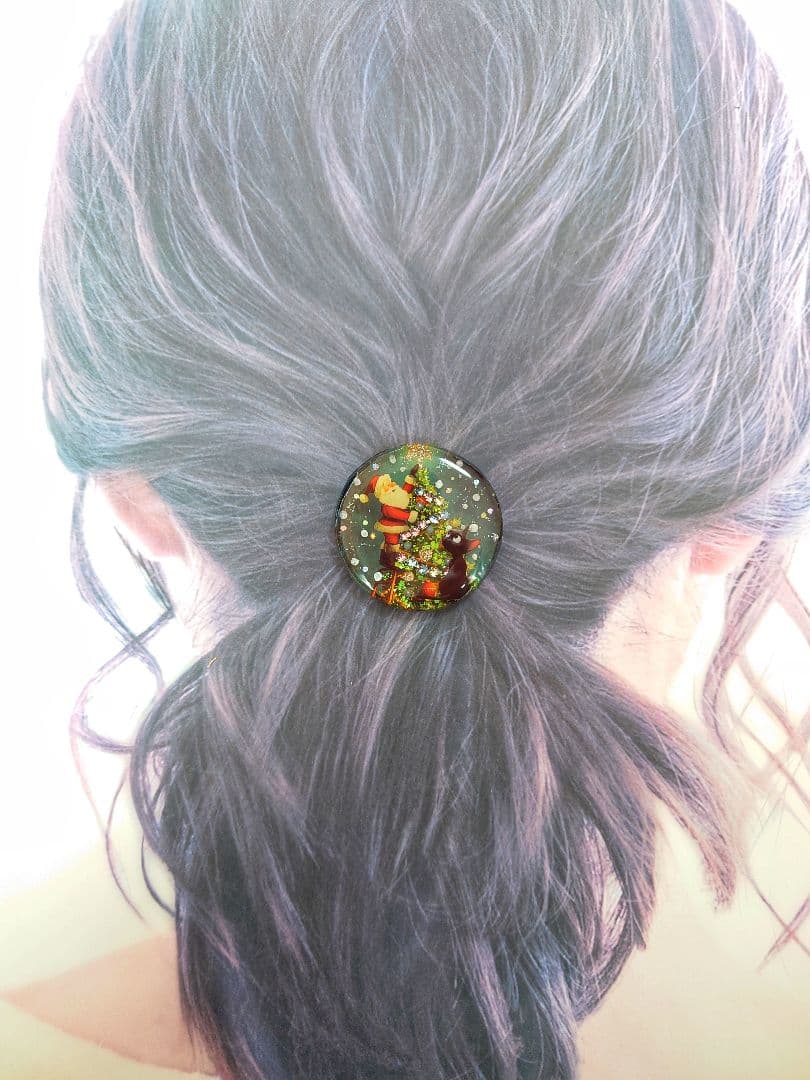 レジン　猫　ヘアゴム　ブローチ　ポニーフック　No.334