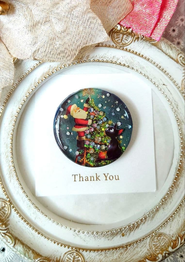 レジン　猫　ヘアゴム　ブローチ　ポニーフック　No.334