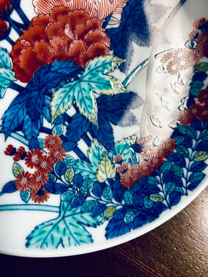 人間国宝 十四代今泉今右衛門 錦芙蓉絵額皿 飾り皿 - メルカリ